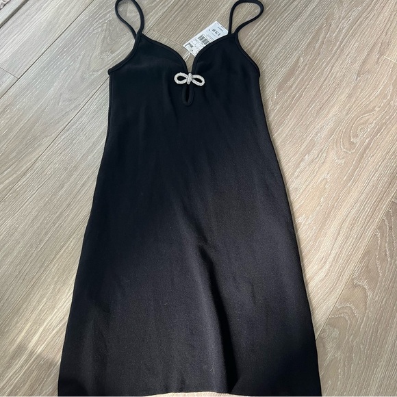 NWT Mango Black Dress Sparkle Bow Small - Picture 1 of 8